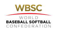 The World Baseball Softball Confederation (WBSC) logo features the gold initials "WBSC" above a red arc and the words "World Baseball Softball Confederation" in black